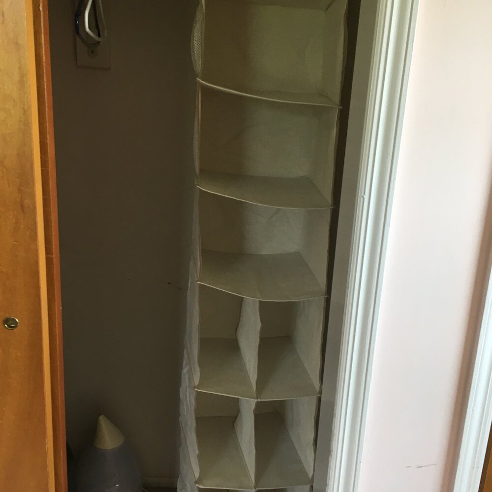 Heavy Duty Cotton Canvas Hanging Closet Shelves 3 Lg & 6 Sm w 4 side pockets